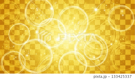 金色の市松模様に光の円が浮かぶ華やかな和風背景 金色の市松模様に光の円が浮かぶ華やかな和風背景 133425337