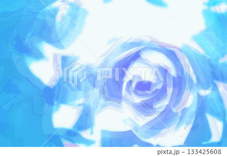 バラ花をモチーフにした涼しげで明るい清潔感のある青紫色の抽象的イラスト調レタッチ&色彩加工イメージ。 バラ花をモチーフにした涼しげで明るい清潔感のある青紫色の抽象的イラスト調レタッチ&色彩加工イメージ。 133425608