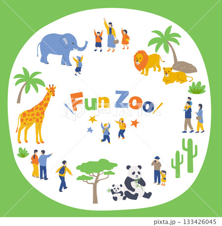 動物と人々 動物園の円形構成 動物と人々 動物園の円形構成 133426045