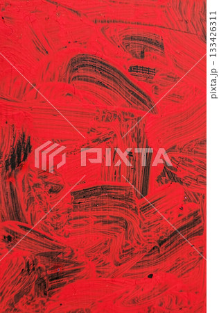 赤いアクリル絵具の筆跡の残る背景 3 赤いアクリル絵具の筆跡の残る背景 3 133426311