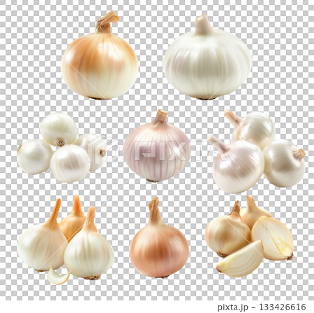 Fresh pearl onions isolated on white background 133426616