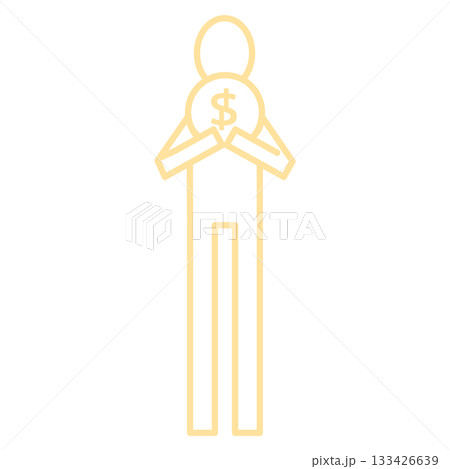 富と資産・経済的利益の獲得・ドルコインを抱える人物のアイコン 富と資産・経済的利益の獲得・ドルコインを抱える人物のアイコン 133426639