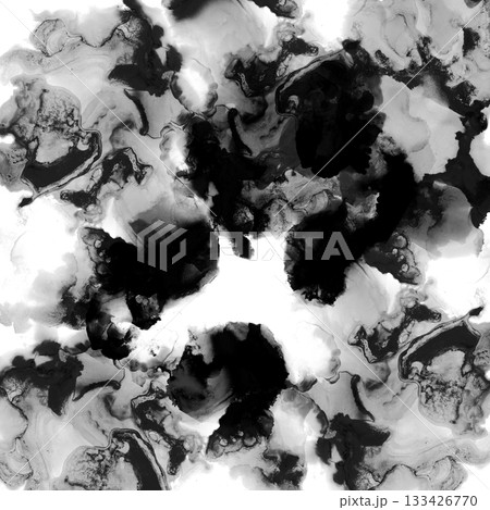 墨絵・モノクロームの流動的なテクスチャ:マーブル模様の背景素材 墨絵・モノクロームの流動的なテクスチャ:マーブル模様の背景素材 133426770