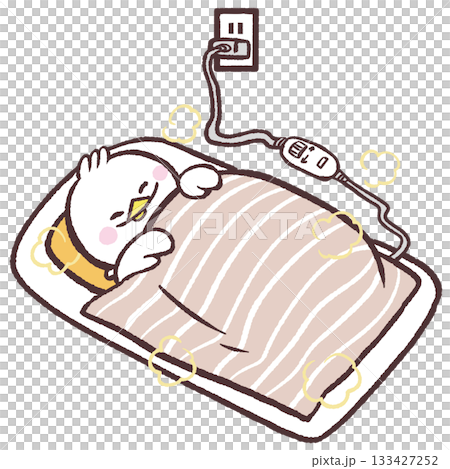 一隻白鳥睡在電熱毯上的插圖 133427252