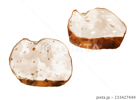 水彩で描いたバゲットのスライスしたイラスト 133427449