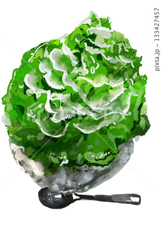 水彩で描いたかき氷のイラスト 水彩で描いたかき氷のイラスト 133427457