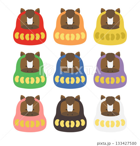 午年 干支達磨(だるま) イラストセット 午年 干支達磨(だるま) イラストセット 133427580