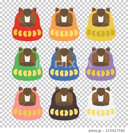 午年 干支達磨(だるま) イラストセット 午年 干支達磨(だるま) イラストセット 133427580