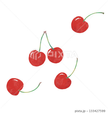 昭和レトロな版画風 さくらんぼ イラスト 昭和レトロな版画風 さくらんぼ イラスト 133427599