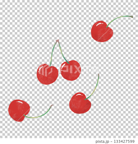 昭和レトロな版画風 さくらんぼ イラスト 昭和レトロな版画風 さくらんぼ イラスト 133427599