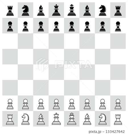 様々な形のチェスの駒のアイコンのベクターイラストのセット 133427642
