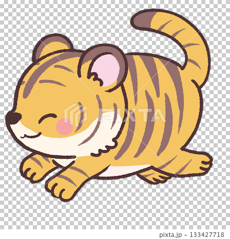 Illustration of a smiling tiger running 133427718