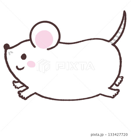 走る白いネズミのイラスト 走る白いネズミのイラスト 133427720