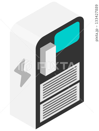 EV充電スタンド、充電ステーションのアイソメトリックイラスト。ベクターイラスト。 EV充電スタンド、充電ステーションのアイソメトリックイラスト。ベクターイラスト。 133427889