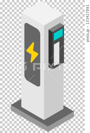 電動車充電樁/充電站的等距視圖。向量圖。 133427891