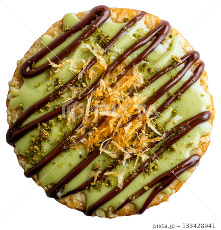 drizzled green glaze golden 133428941