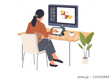 Illustration of Graphic Designers at Work 133428964