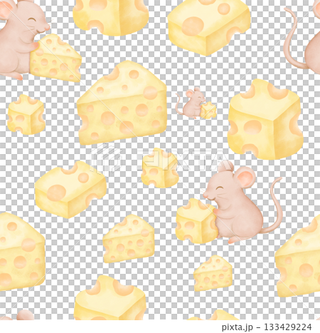 Cheese pattern watercolor illustration for wrapping Cheese pattern watercolor illustration for wrapping 133429224