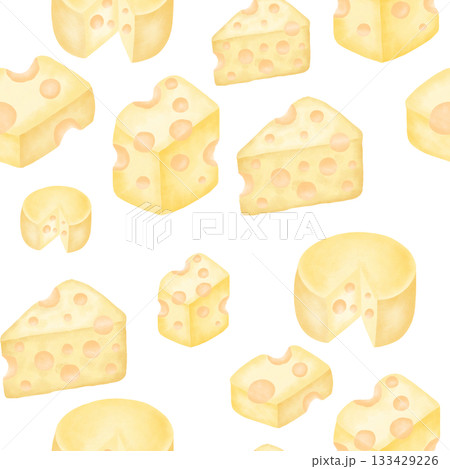 Cheese seamless watercolor pattern for food themes 133429226