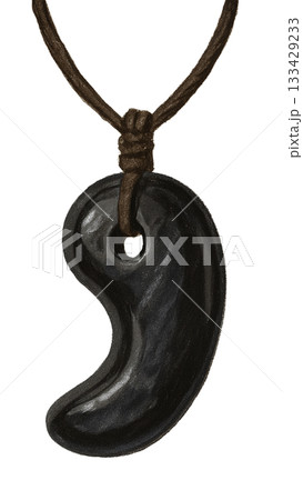 黒曜石の勾玉ペンダント 133429233