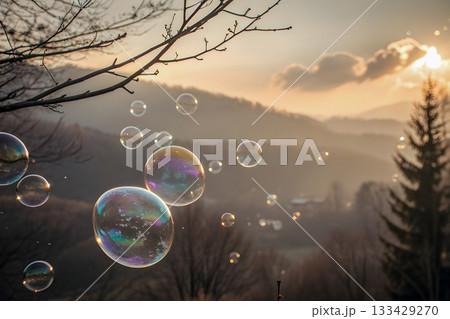 soap bubbles in the winter 133429270