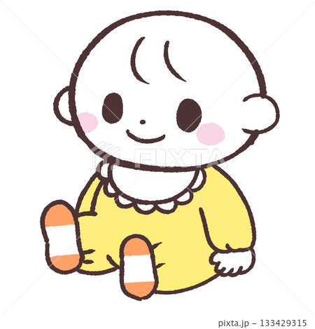 座る赤ちゃんのイラスト 133429315