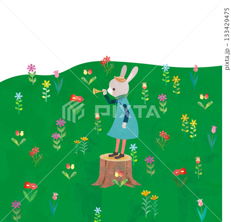 うさぎと野の花 133429475
