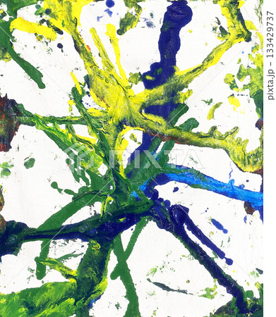 カラフルな絵の具が飛び散る抽象アート 03 133429737