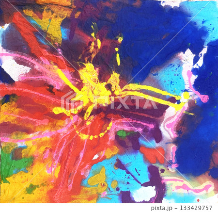 カラフルな絵の具が飛び散る抽象アート 12 133429757