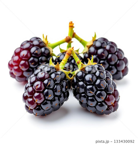 Fresh Blackberries on White Background for Culinary Use and Design 133430092