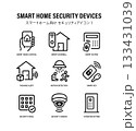 スマートホームセキュリティアイコンセット　防犯デバイス線画 133431039