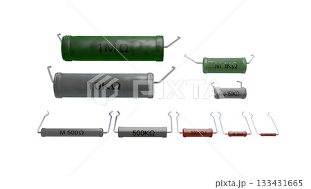 レトロ電子部品シリーズ（昭和時代に使われていた抵抗器のコレクション）PNG画像 133431665