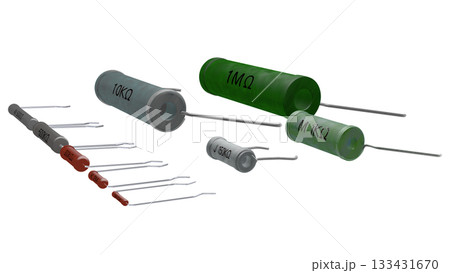 レトロ電子部品シリーズ（昭和時代に使われていた抵抗器のコレクション）PNG画像 133431670
