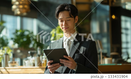 タブレットを持って仕事をする男性 133431904