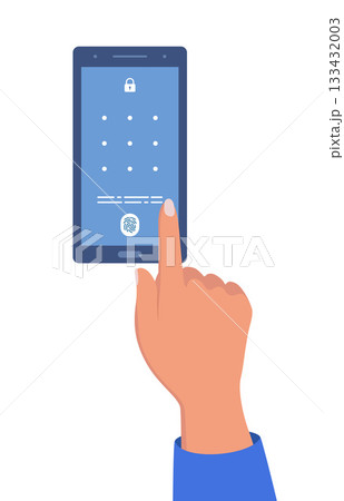 Smartphone with passcode lock screen interface,...のイラスト素材 [133432003 ...