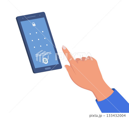 Smartphone with passcode lock screen interface,...のイラスト素材 [133432004 ...