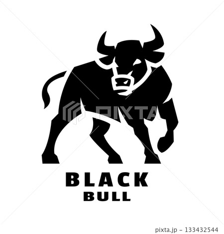 Silhouette of an aggressive bull. Silhouette of an aggressive bull. 133432544