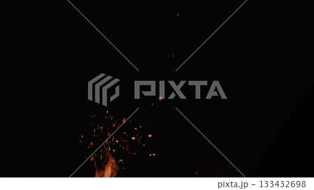 fire flames of campfire with sparks over black background, for overlay fire flames of campfire with sparks over black background, for overlay 133432698