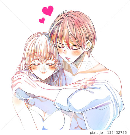 バックハグする男女　下着　脱ぎかけ 133432726