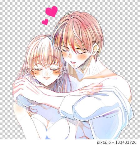 バックハグする男女　下着　脱ぎかけ 133432726