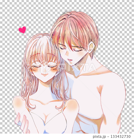 Men and women hugging, underwear, hair down 133432730