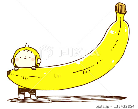 手書き風のバナナのイラスト 手書き風のバナナのイラスト 133432854