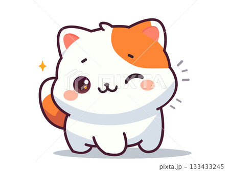 Illustration Cute Winking Cat Sticker or Icon Illustration Cute Winking Cat Sticker or Icon 133433245