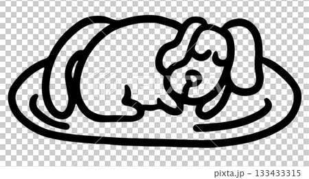 Outline of puppy sleeping on a bed for decoration, bedroom, cartoon character, comic, dog drawing, pet shop, vet, adopt and rescue animals, foster home, shelter, house decoration, kid colouring book Outline of puppy sleeping on a bed for decoration, bedroom, cartoon character, comic, dog drawing, pet shop, vet, adopt and rescue animals, foster home, shelter, house decoration, kid colouring book 133433315