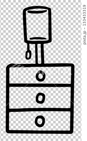 Cute hand drawn outlines of table lamp on drawers for kid colouring book, bedroom, furniture, storage, clothes, home decor, house, room design, interior, department store, online shopping, decorations 133433319