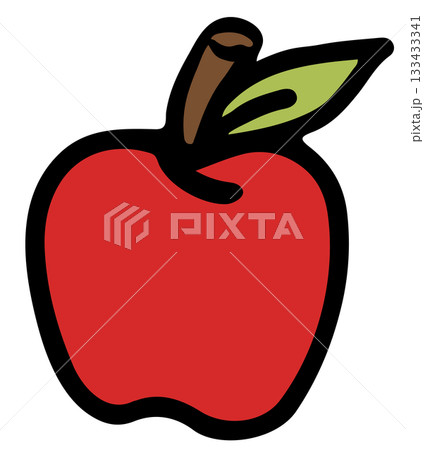 Hand drawn illustration of apple for healthy snack, protein, fruit, food, running competition, marathon, race, people, diet, exercise, sport, lifestyle, grocery shopping, supermarket, breakfast, lunch 133433341