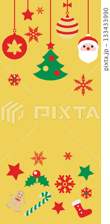 可愛いクリスマスツリーの飾りのフレームイラスト 可愛いクリスマスツリーの飾りのフレームイラスト 133433990