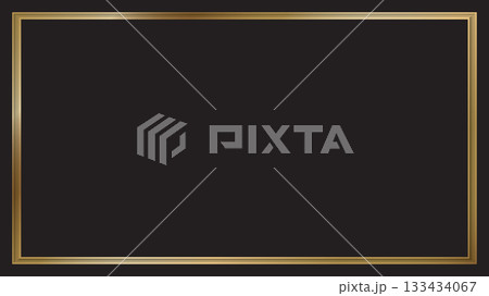 3D golden rectangle frame with black background graphic illustration. 133434067
