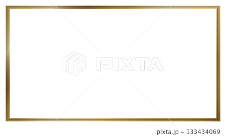 3D golden rectangle frame isolated with white background graphic illustration. 133434069