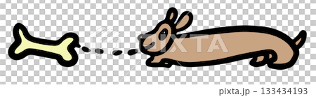 Cute hand drawn illustration of puppy chasing bone for decoration, dog cartoon, characters, comic, pet shop, vet, adopt and rescue animal, foster home, shelter, house, home, furniture, park, yard Cute hand drawn illustration of puppy chasing bone for decoration, dog cartoon, characters, comic, pet shop, vet, adopt and rescue animal, foster home, shelter, house, home, furniture, park, yard 133434193